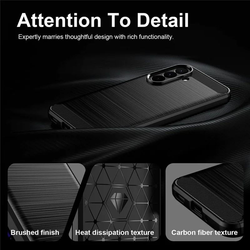For Samsung Galaxy A27 TPU Case Protective Phone Cover Carbon Fiber Texture Brushed - Black