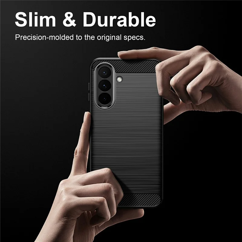 For Samsung Galaxy A27 TPU Case Protective Phone Cover Carbon Fiber Texture Brushed - Black
