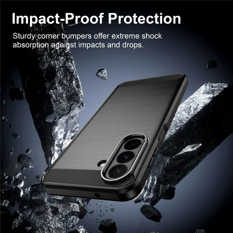 Capa AMORUS para Samsung Galaxy A27 com Textura de Fibra de Carbono, Acabamento Escovado, Capa de Proteção para Telemóvel - Preto