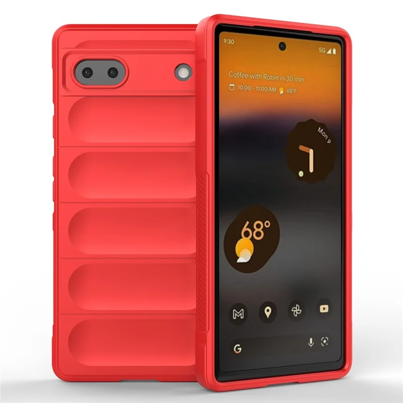 For Google Pixel 6a Soft TPU Anti-fall Phone Case Non-slip Wear-resistant Cell Phone Back Cover - Red
