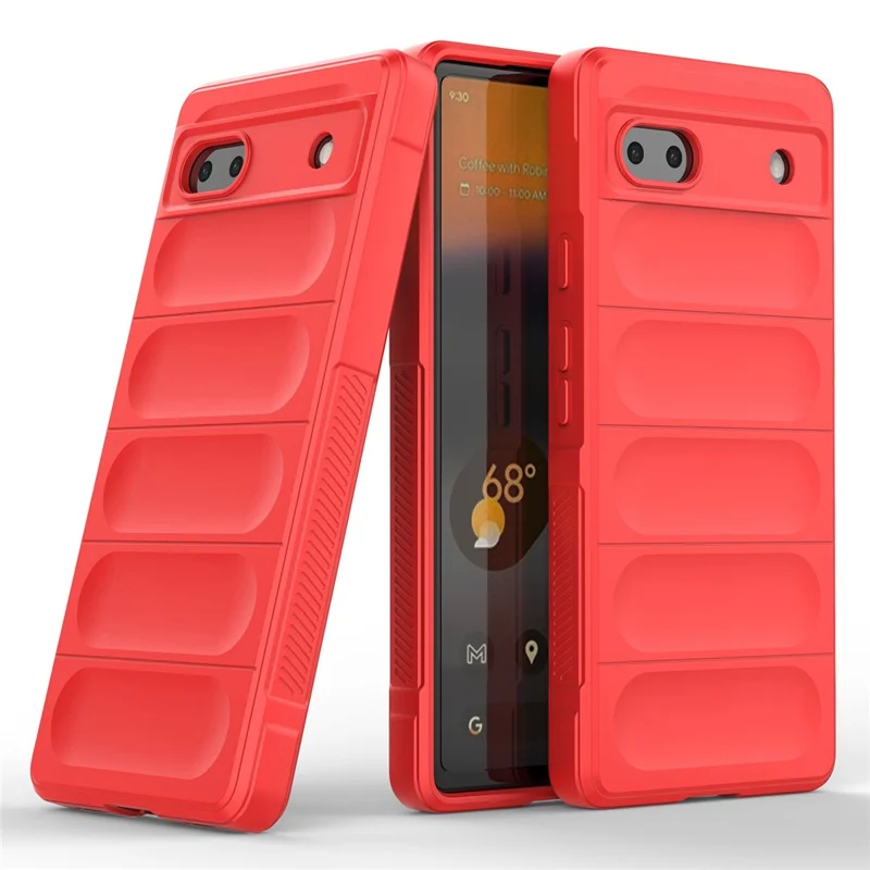 For Google Pixel 6a Soft TPU Anti-fall Phone Case Non-slip Wear-resistant Cell Phone Back Cover - Red