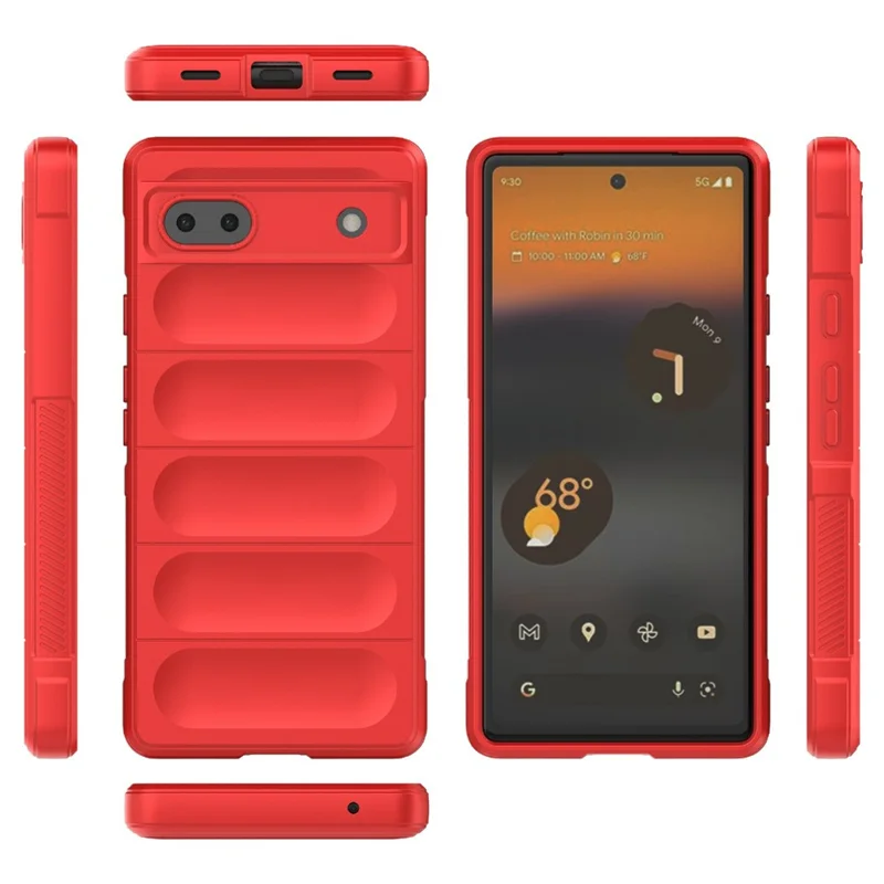 For Google Pixel 6a Soft TPU Anti-fall Phone Case Non-slip Wear-resistant Cell Phone Back Cover - Red