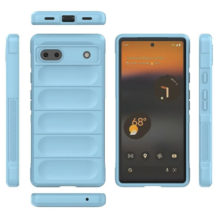 For Google Pixel 6a Soft TPU Anti-fall Phone Case Non-slip Wear-resistant Cell Phone Back Cover - Baby Blue