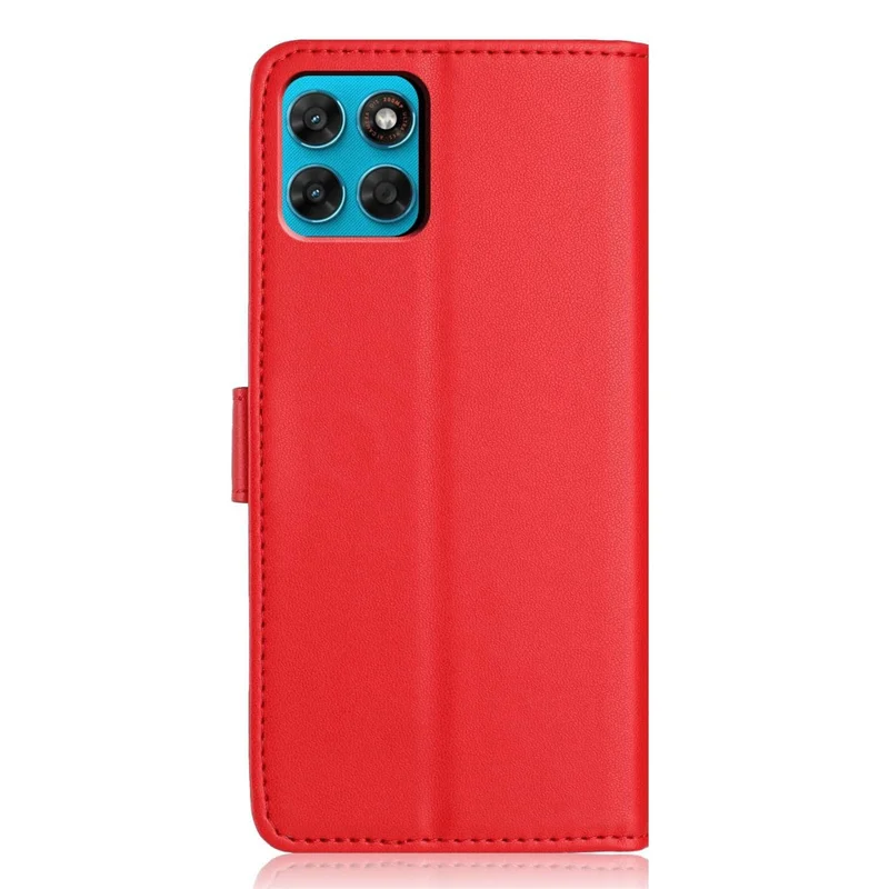 For Motorola Moto G87 5G Wallet Case with Strap / Multiple Card Slots Solid Color Leather Stand Phone Cover - Red