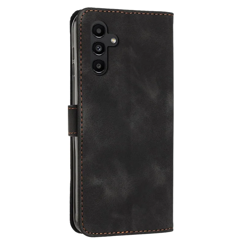 Für Samsung Galaxy S26 FE Ledertasche mit Dreiecksmuster-Design und Handgelenkband - Schwarz