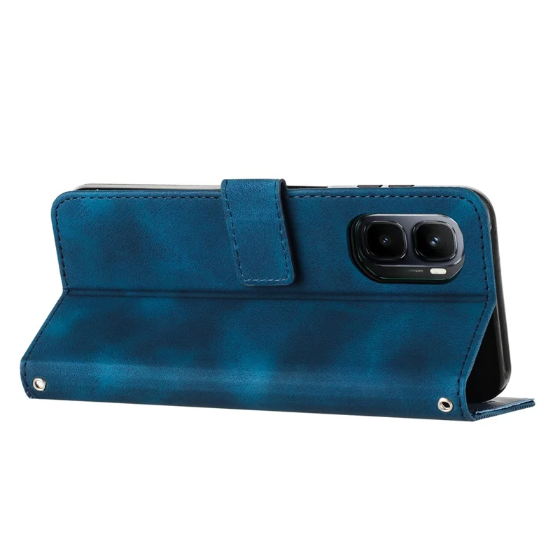 Funda de cuero para Infinix GT 50 Pro 5G con tapa de triángulo impresa y correa de mano - Azul