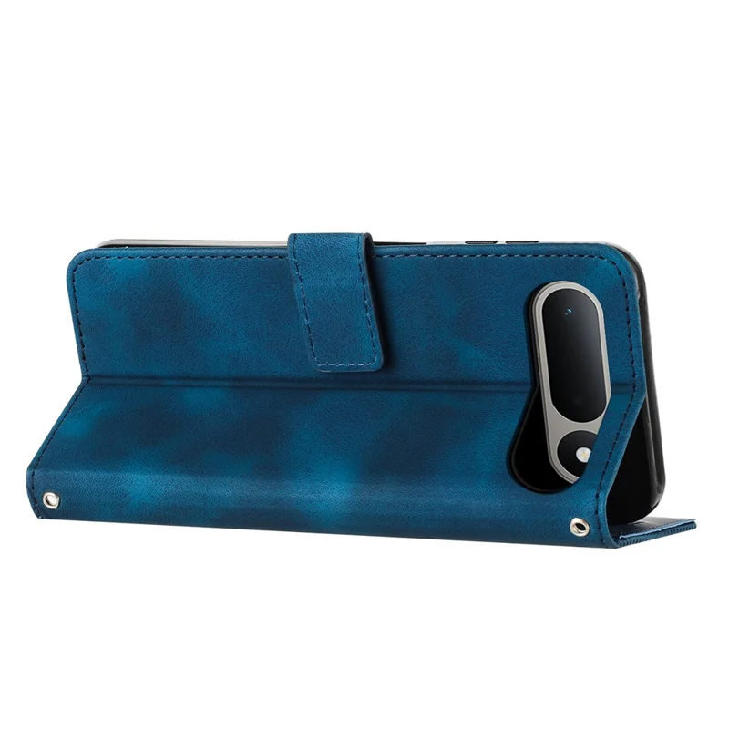For TECNO Spark 50 5G Leather Case Imprinted Triangle Phone Cover with Hand Strap - Blue