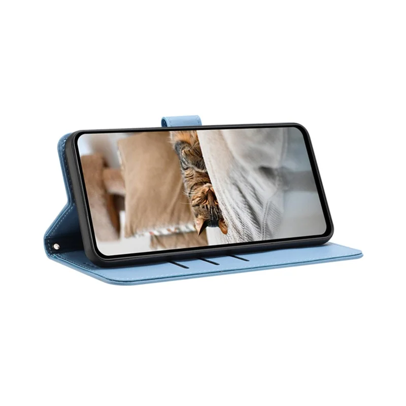 Capa Carteira para Realme C100 4G / C100x 4G / C100i 4G com Estampa de Gatos, Capa de Couro para Telemóvel com Alça - Azul