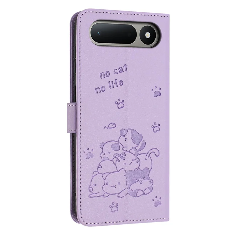 For TECNO Spark 50 5G Wallet Case Cats Imprint Leather Phone Cover with Strap - Purple