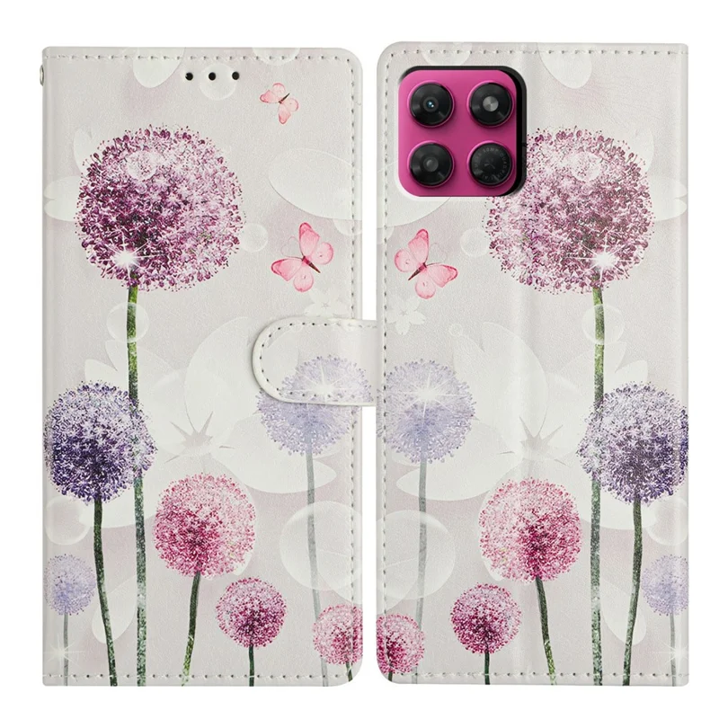 For Motorola Moto G37 5G Case Pattern Printing Wallet Stand Flip Leather Phone Cover with Strap - Dandelion