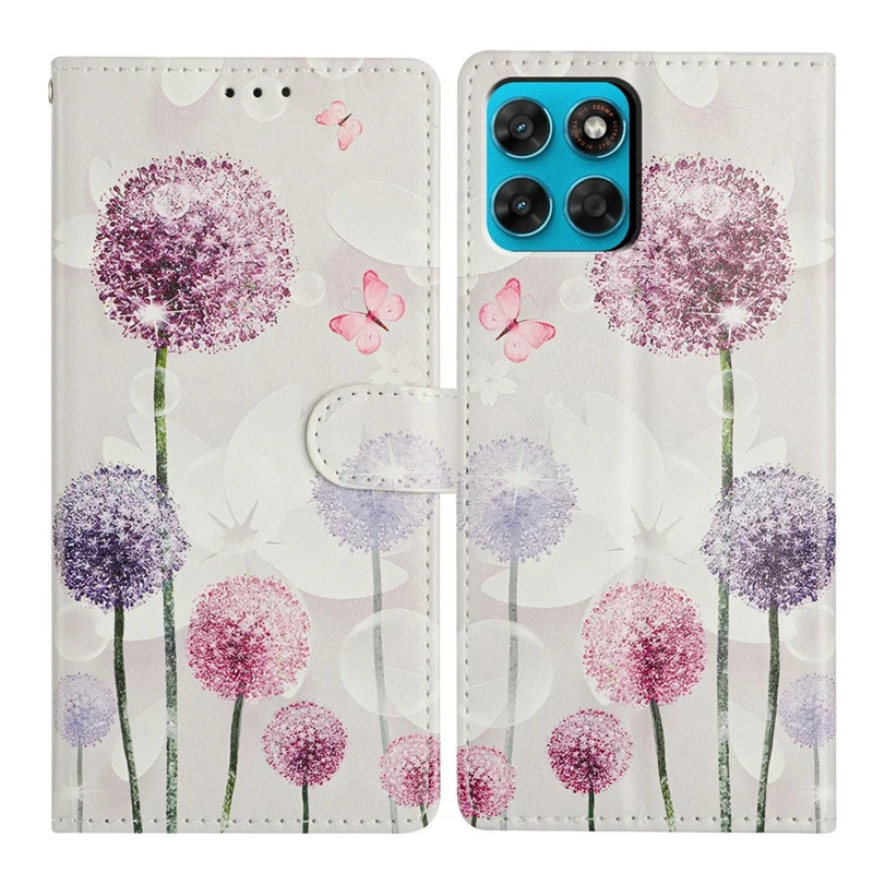 For Motorola Moto G87 5G Case Pattern Printing Wallet Stand Flip Leather Phone Cover with Strap - Dandelion