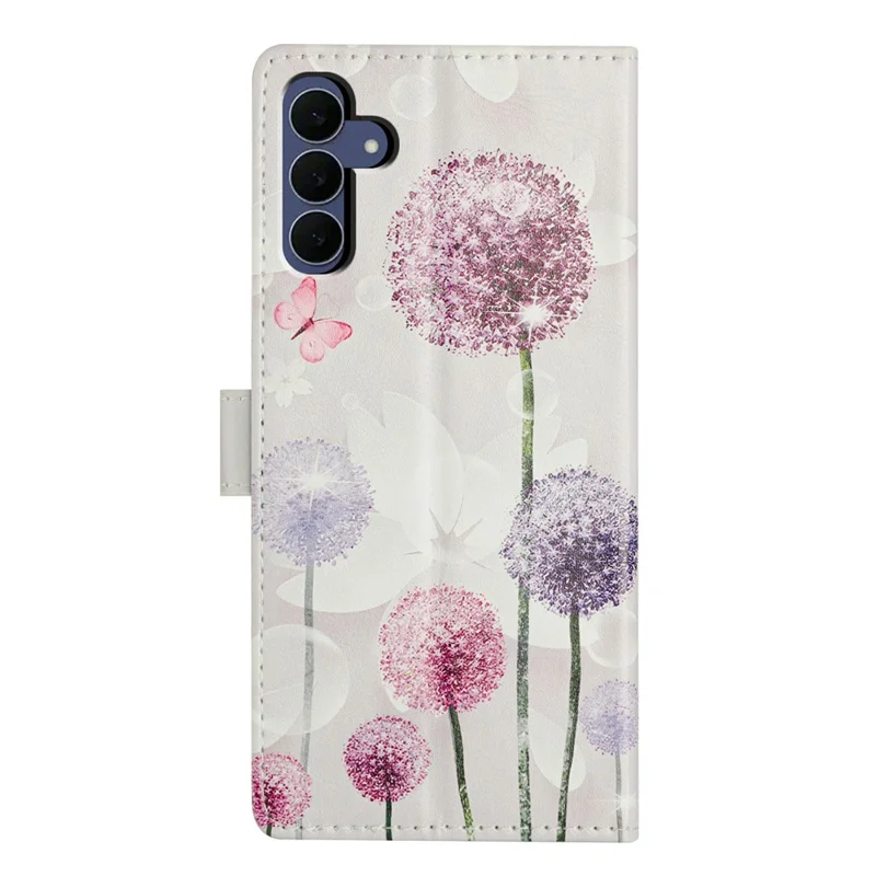 For Samsung Galaxy S26 FE Case Pattern Printing Wallet Stand Flip Leather Phone Cover with Strap - Dandelion