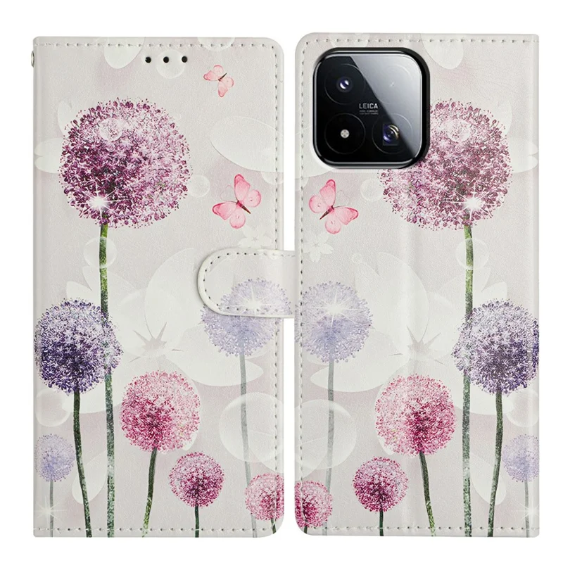 For Xiaomi 17 Max Case Pattern Printing Wallet Stand Flip Leather Phone Cover with Strap - Dandelion