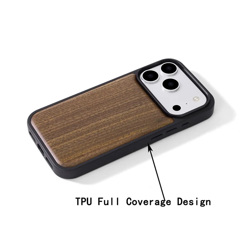 For iPhone 17 Pro Max Magnetic Case Wood + PC + TPU Shockproof Protective Phone Cover - Walnut Wood