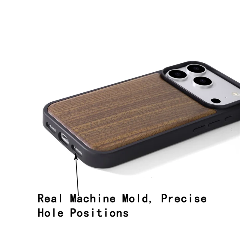 For iPhone 17 Pro Max Magnetic Case Wood + PC + TPU Shockproof Protective Phone Cover - Walnut Wood