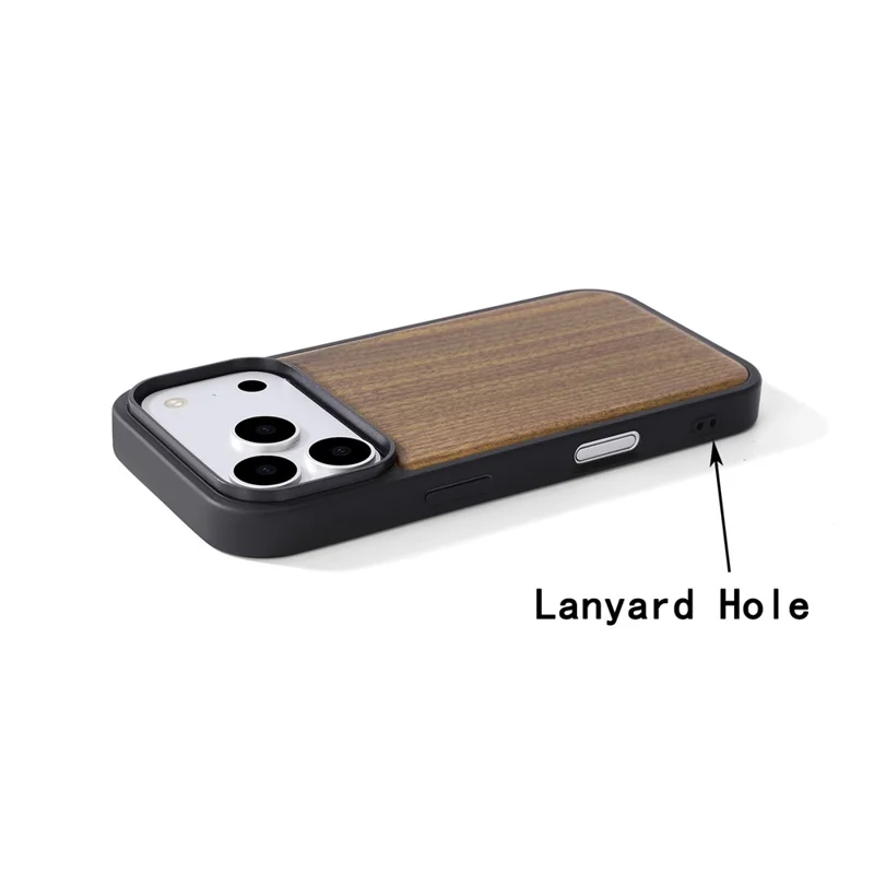 For iPhone 17 Pro Max Magnetic Case Wood + PC + TPU Shockproof Protective Phone Cover - Walnut Wood