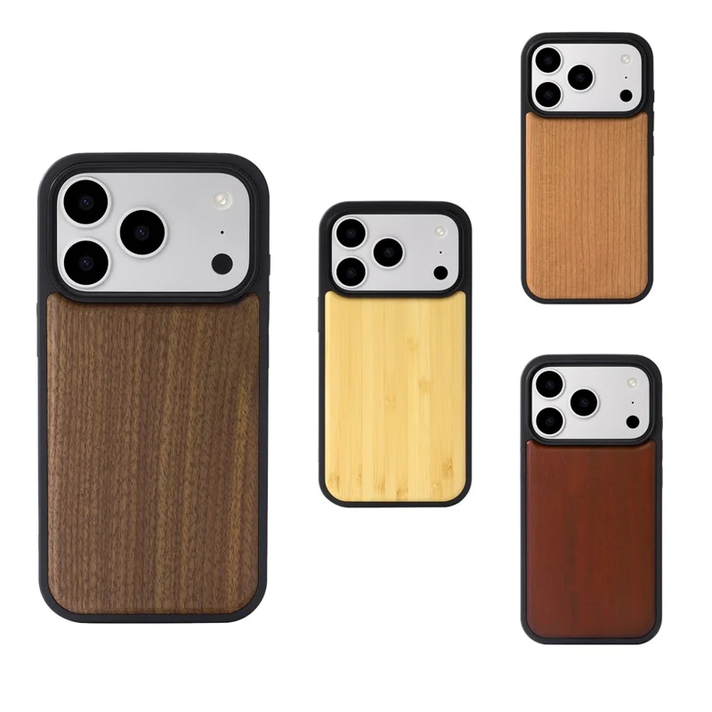 For iPhone 17 Pro Max Magnetic Case Wood + PC + TPU Shockproof Protective Phone Cover - Walnut Wood