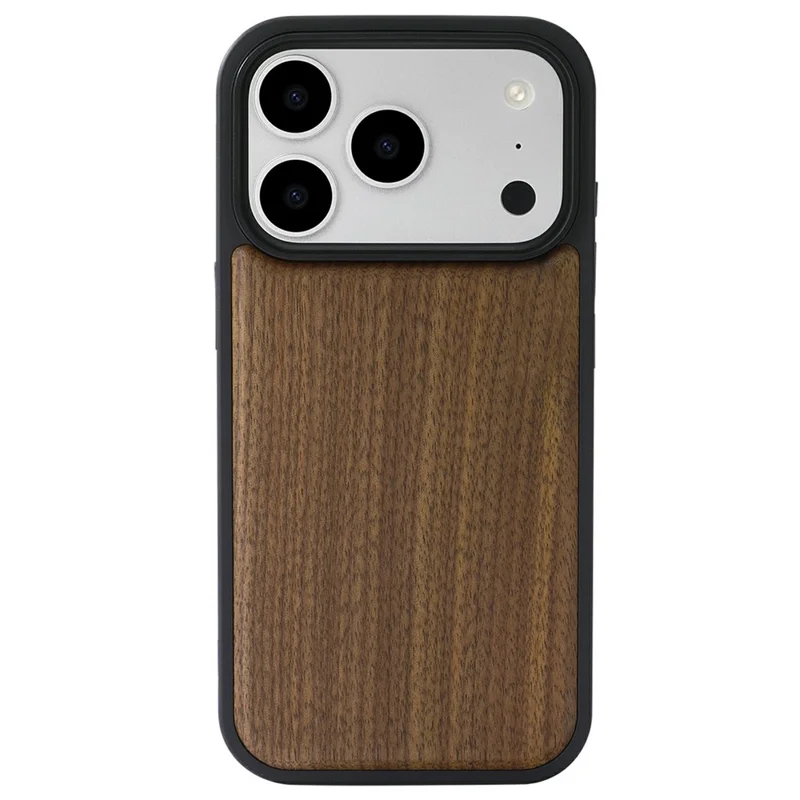 For iPhone 17 Pro Magnetic Case Wood + PC + TPU Shockproof Protective Phone Cover - Walnut Wood