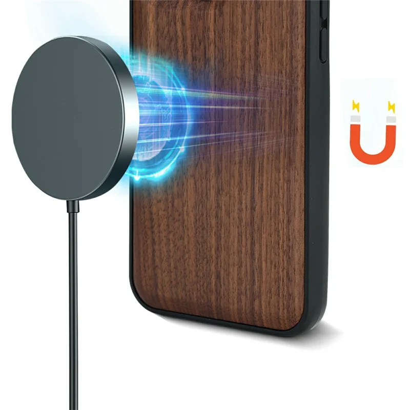 For iPhone Air Magnetic Case Wood + PC + TPU Shockproof Protective Phone Cover - Walnut Wood