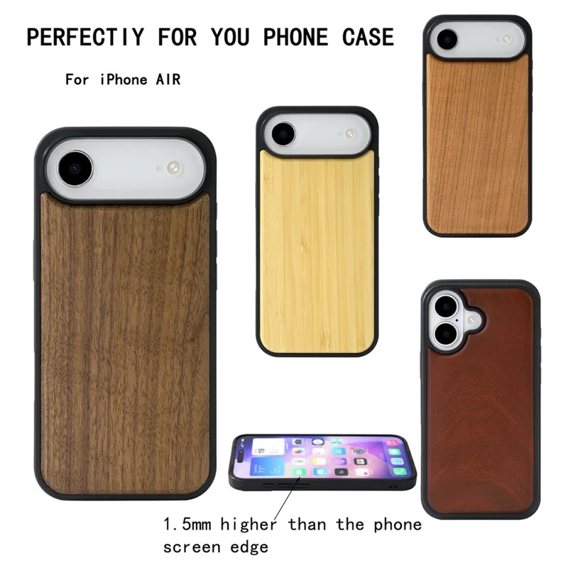 For iPhone Air Magnetic Case Wood + PC + TPU Shockproof Protective Phone Cover - Walnut Wood