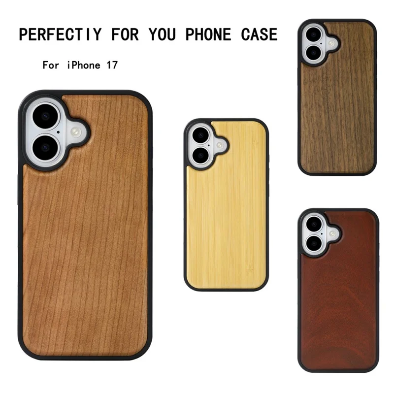 For iPhone 17 Magnetic Case Wood + PC + TPU Shockproof Protective Phone Cover - Walnut Wood