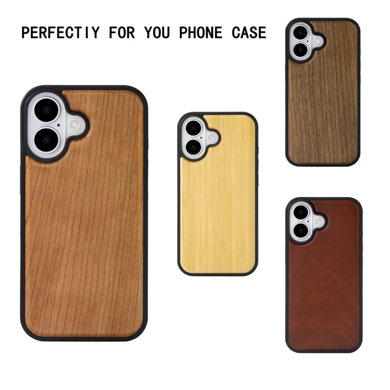 For iPhone 16 Magnetic Case Wood + PC + TPU Shockproof Protective Phone Cover - Rosewood