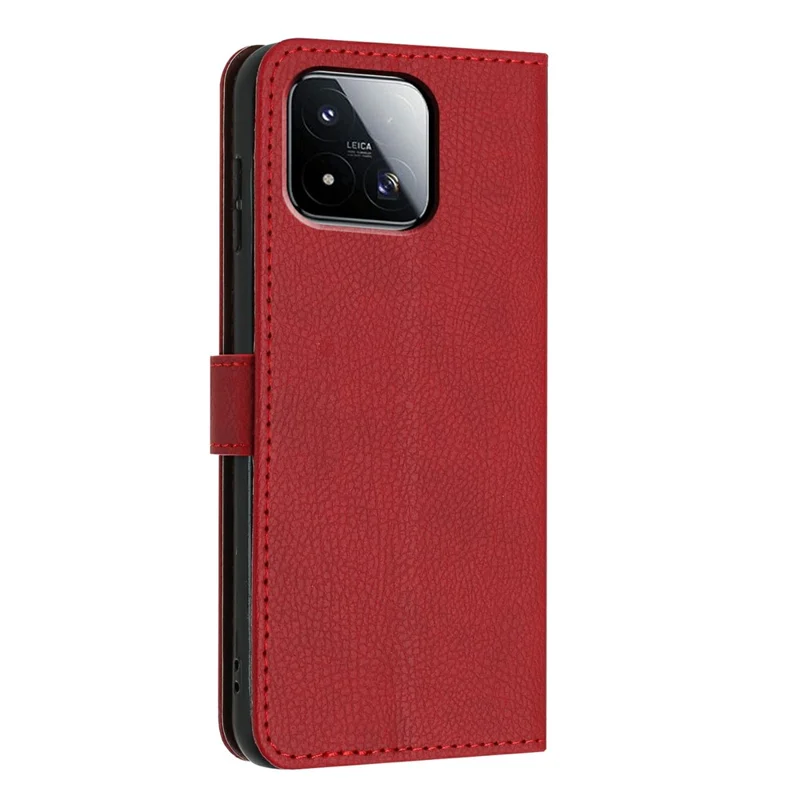 For Xiaomi 17 Max Wallet Case Litchi Texture Leather Flip Cover with Card Slots and Hand Strap - Red