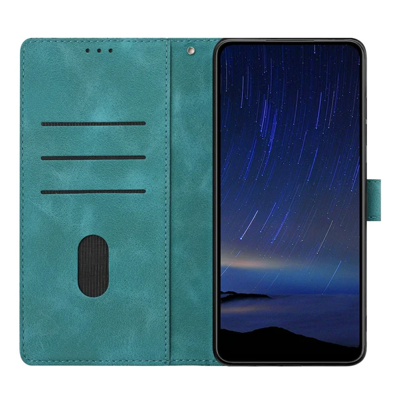 Flipcase für Samsung Galaxy S26 FE mit Kirschblütenmuster Lederne Wallet-Handyhülle mit Ständer und Handschlaufe - Grün