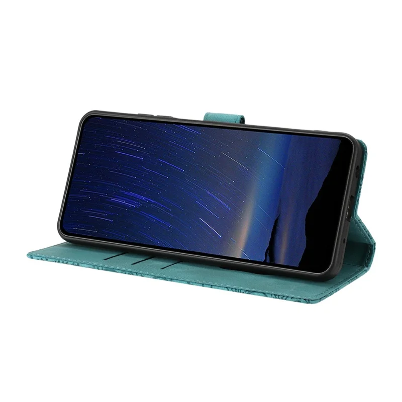 Flipcase für Samsung Galaxy S26 FE mit Kirschblütenmuster Lederne Wallet-Handyhülle mit Ständer und Handschlaufe - Grün