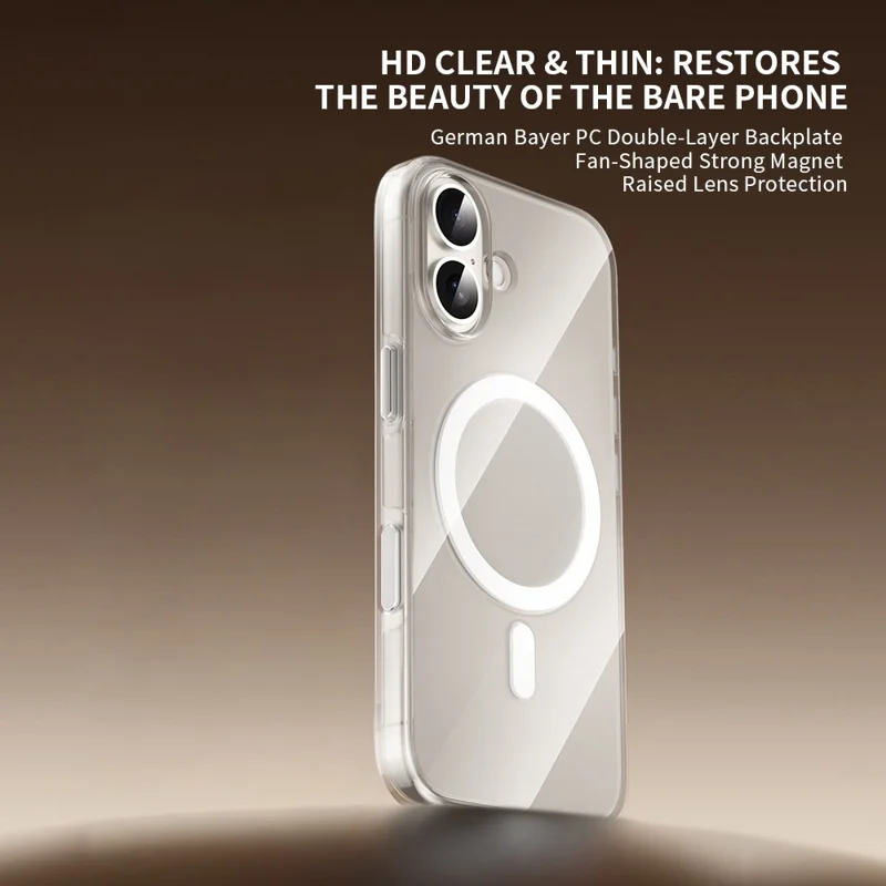 ZGA for iPhone 17 Magnetic Case Clear PC TPU Shockproof Phone Cover Compatible with MagSafe - Transparent