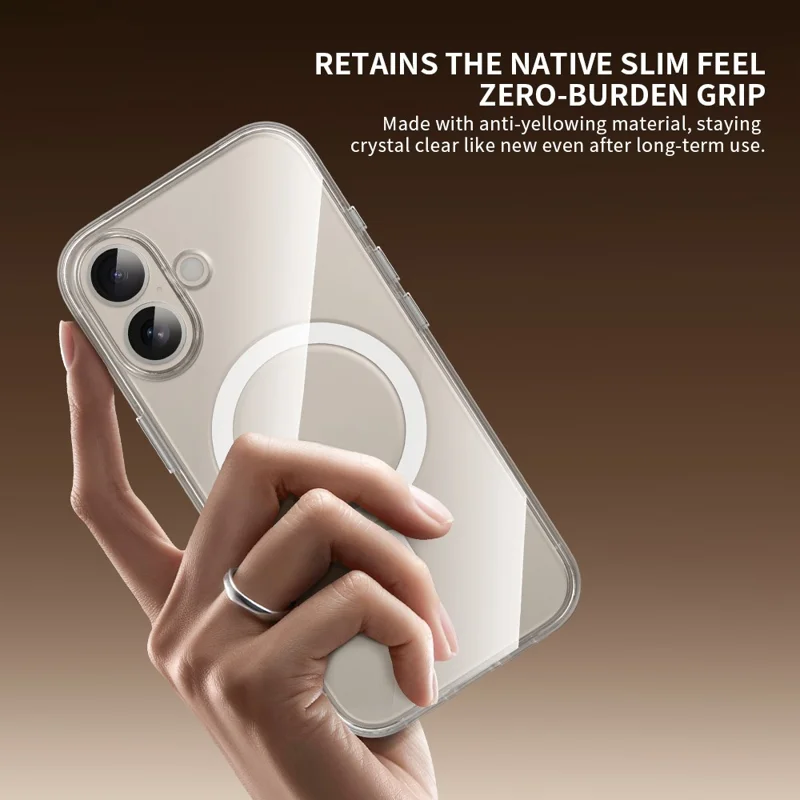 ZGA for iPhone 17 Magnetic Case Clear PC TPU Shockproof Phone Cover Compatible with MagSafe - Transparent