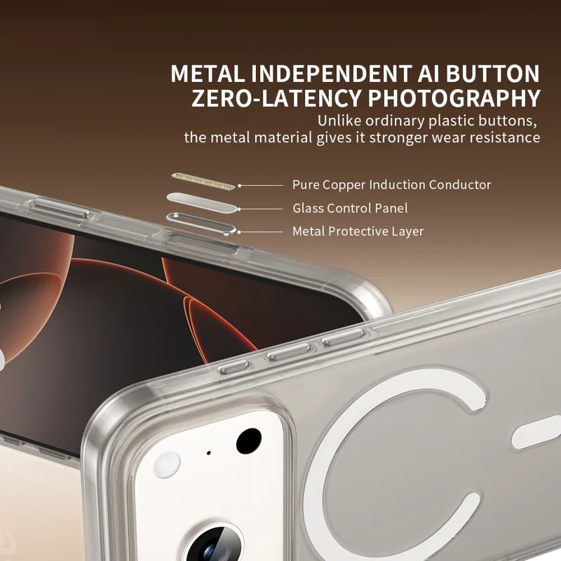 ZGA for iPhone 17 Pro Magnetic Case Clear PC TPU Shockproof Phone Cover Compatible with MagSafe - Transparent