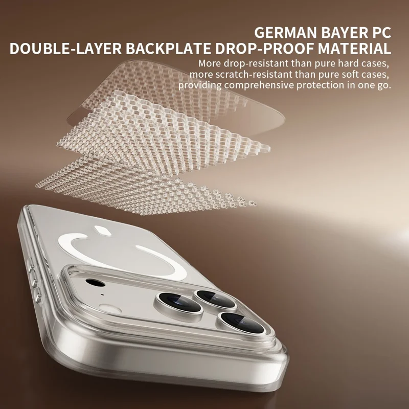 ZGA para iPhone 17 Pro Max Capa Magnética Transparente em PC e TPU Capa à Prova de Choques Compatível com MagSafe - Transparente