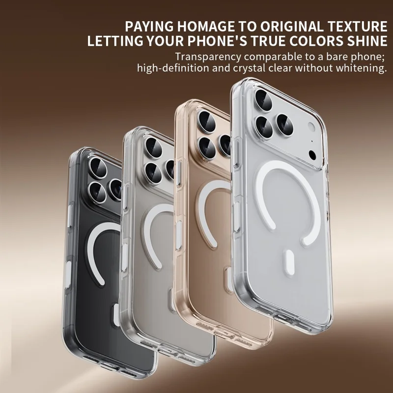 ZGA para iPhone 17 Pro Max Capa Magnética Transparente em PC e TPU Capa à Prova de Choques Compatível com MagSafe - Transparente