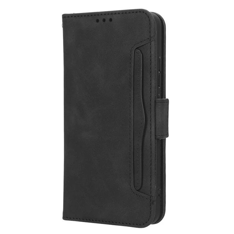 Para Nokia X30 5G PU Leather Stand Wallet Protective Phone Cover Multiple Card Slots Dual Magnetic Clasp Cell Phone Case - Black