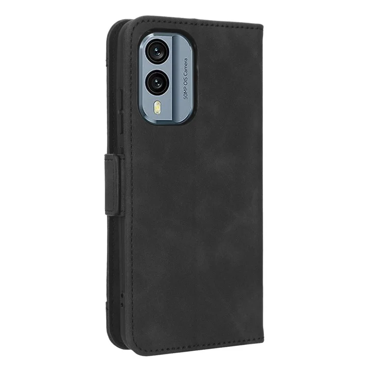 Para Nokia X30 5G PU Leather Stand Wallet Protective Phone Cover Multiple Card Slots Dual Magnetic Clasp Cell Phone Case - Black