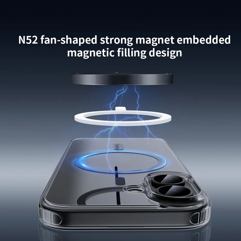 ZGA voor iPhone 17 Magnetisch Hoesje Kristalhelder PC TPU Krasbestendig Telefoontoestel - Transparant