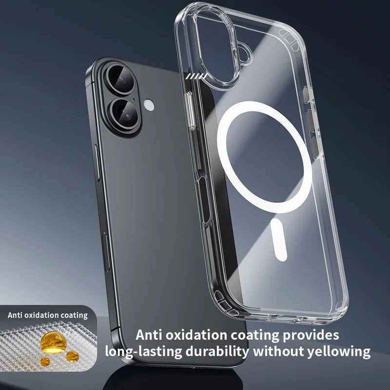 ZGA voor iPhone 17 Magnetisch Hoesje Kristalhelder PC TPU Krasbestendig Telefoontoestel - Transparant