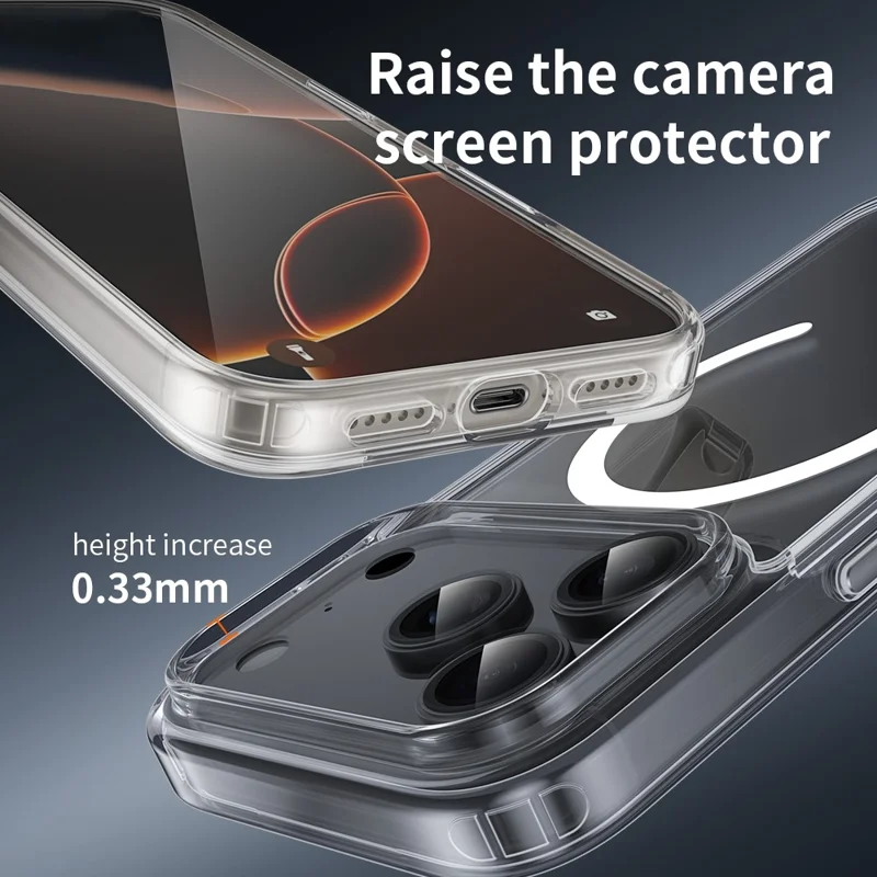 ZGA for iPhone 17 Pro Max Magnetic Case Crystal Clear PC TPU Anti-Scratch Phone Cover - Transparent