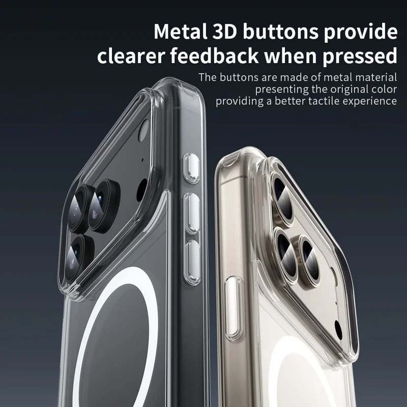 ZGA for iPhone 17 Pro Max Magnetic Case Crystal Clear PC TPU Anti-Scratch Phone Cover - Transparent