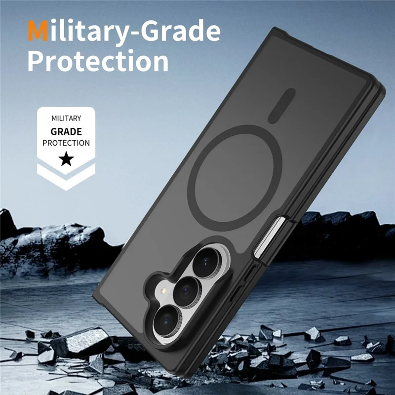 Cover magnetica per Samsung Galaxy Z Fold8, telaio in TPU, retro in acrilico, copertura per telefono con texture touch simile alla pelle - Nero