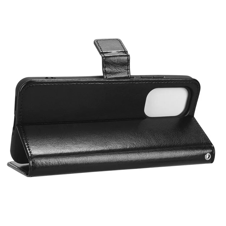 Magnetic Phone Case For Nokia X30 5G, Wallet Stand Crazy Horse Texture PU Leather Anti-drop Mobile Phone Cover with Strap - Black