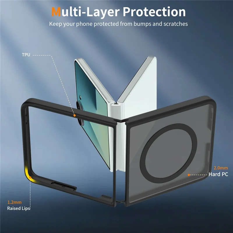 For Samsung Galaxy Z Flip8 Magnetisk Case TPU Ramme Akryl Bagplate Telefonbeskyttelse Hudfølelse - Sort