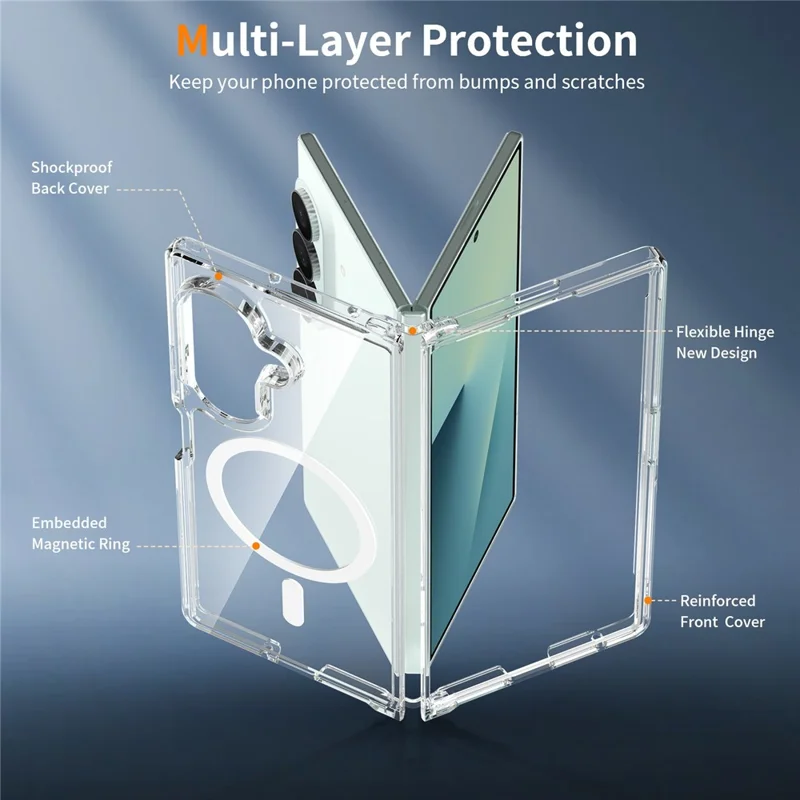 Cover magnetica per Samsung Galaxy Z Fold8 2,0 mm resistente ai graffi in TPU + PC - Trasparente