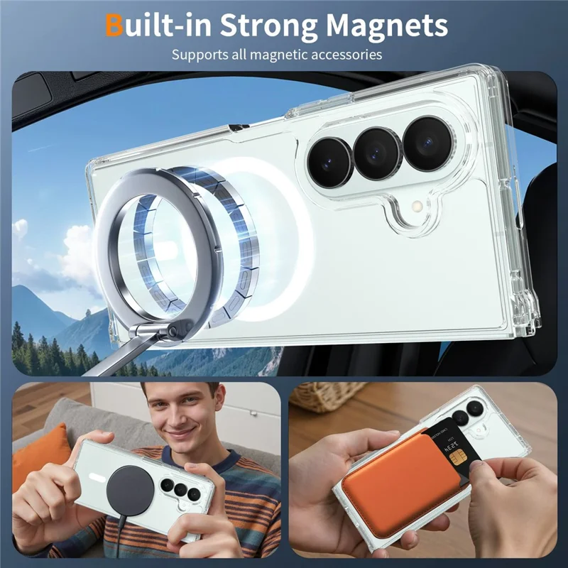 Cover magnetica per Samsung Galaxy Z Fold8 2,0 mm resistente ai graffi in TPU + PC - Trasparente
