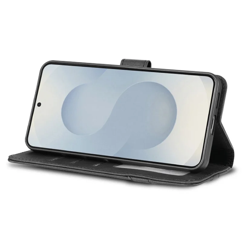 Funda de cuero AZNS A2 para Samsung Galaxy S26 FE con correa de muñeca, billetera con función de soporte y bloqueo RFID - Negro