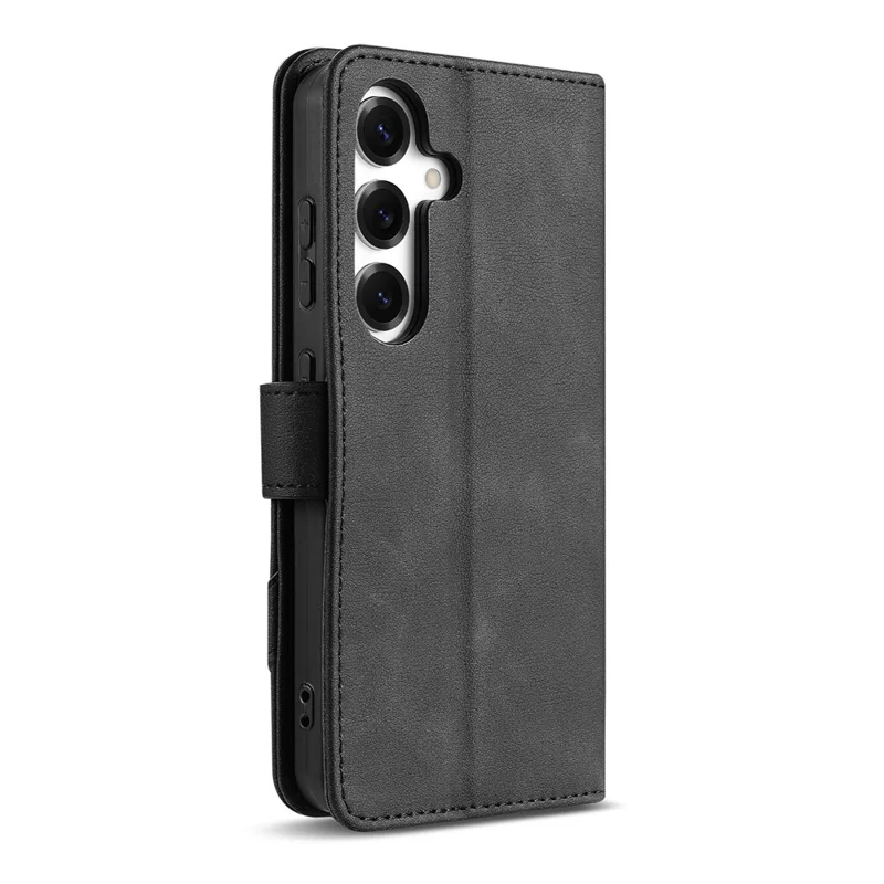 Funda de cuero AZNS A2 para Samsung Galaxy S26 FE con correa de muñeca, billetera con función de soporte y bloqueo RFID - Negro