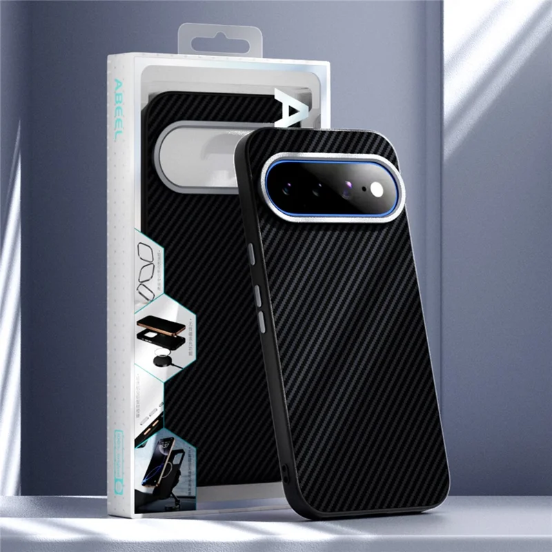 ABEEL för Google Pixel 11 / Pixel 11 Pro Magnetisk Skal med Kolfiberstruktur TPU PC PU Telefonbakdäck - Svart
