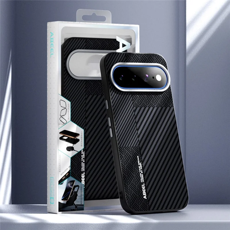 ABEEL til Google Pixel 11 Pro XL Magnetisk Case PC + TPU + Aluminiumlegering + PU Læder Slank Telefon Bagdæksel - Struktur 3