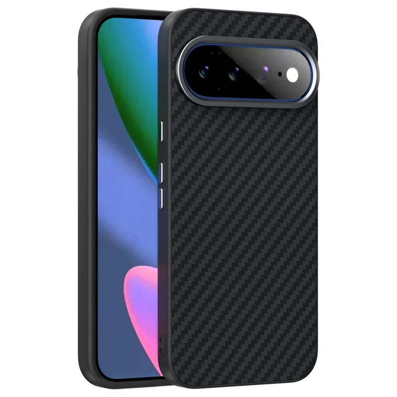 ABEEL för Google Pixel 11 Pro XL magnetiskt fodral med kolfiberstruktur, svart mobilskal